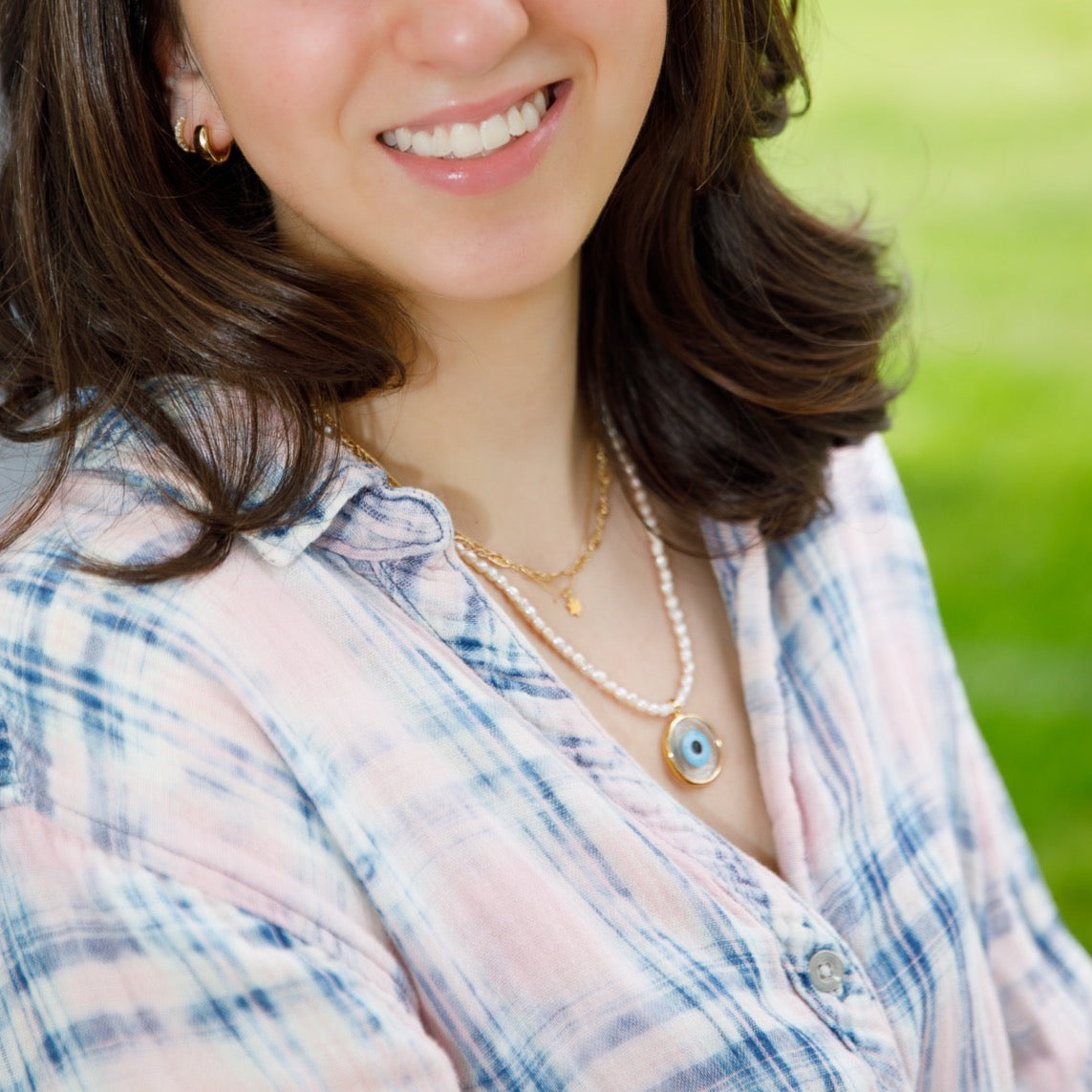 East Village Pearl Eye Coin Necklace
