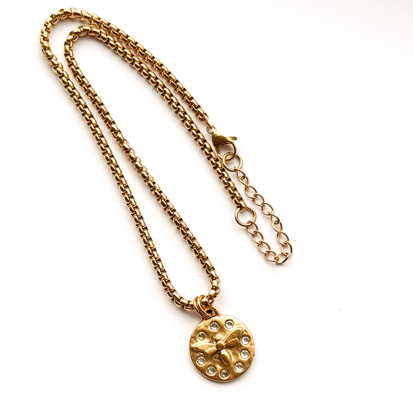 Bucktown Gold Crystal Bee Necklace