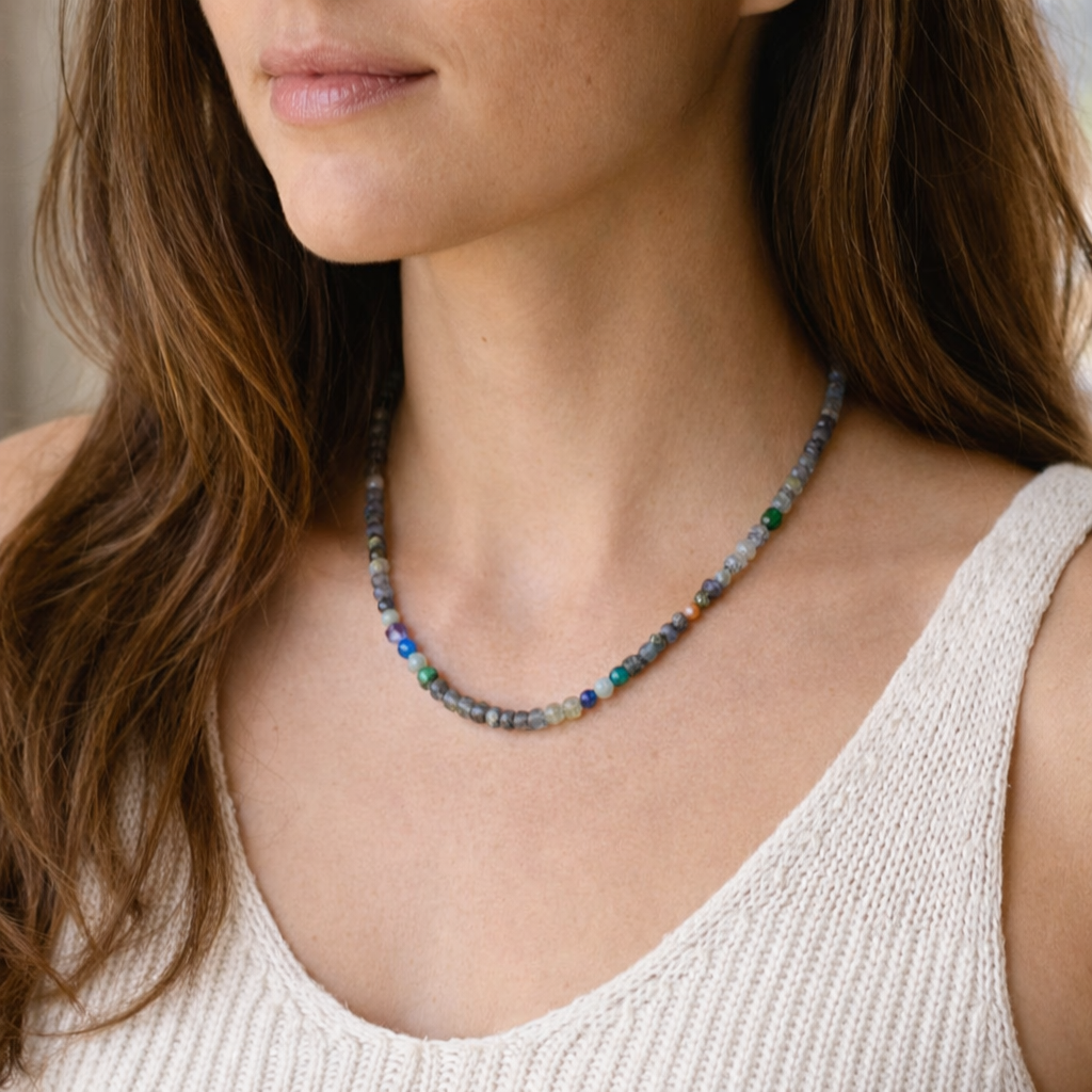 Rainbow Heishi Labradorite Necklace