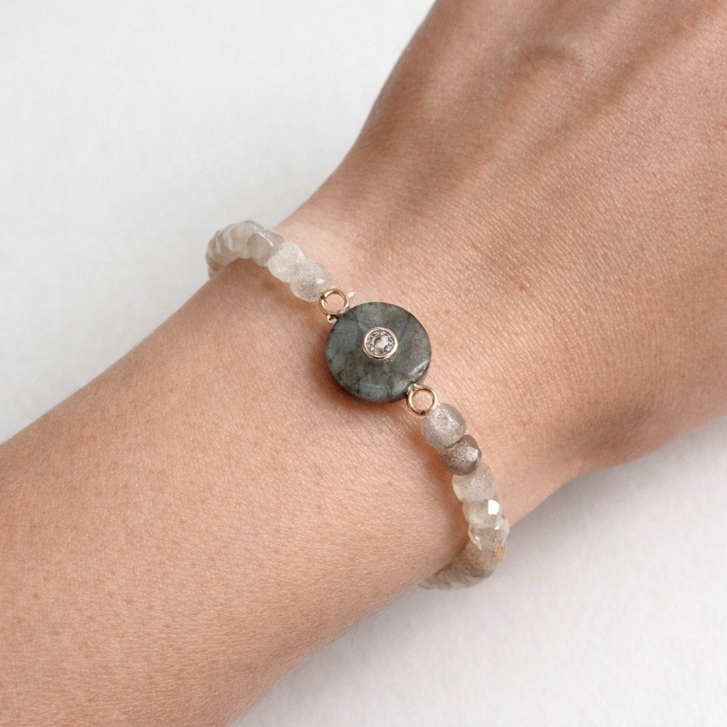 Stretch Bracelet Labradorite Dot