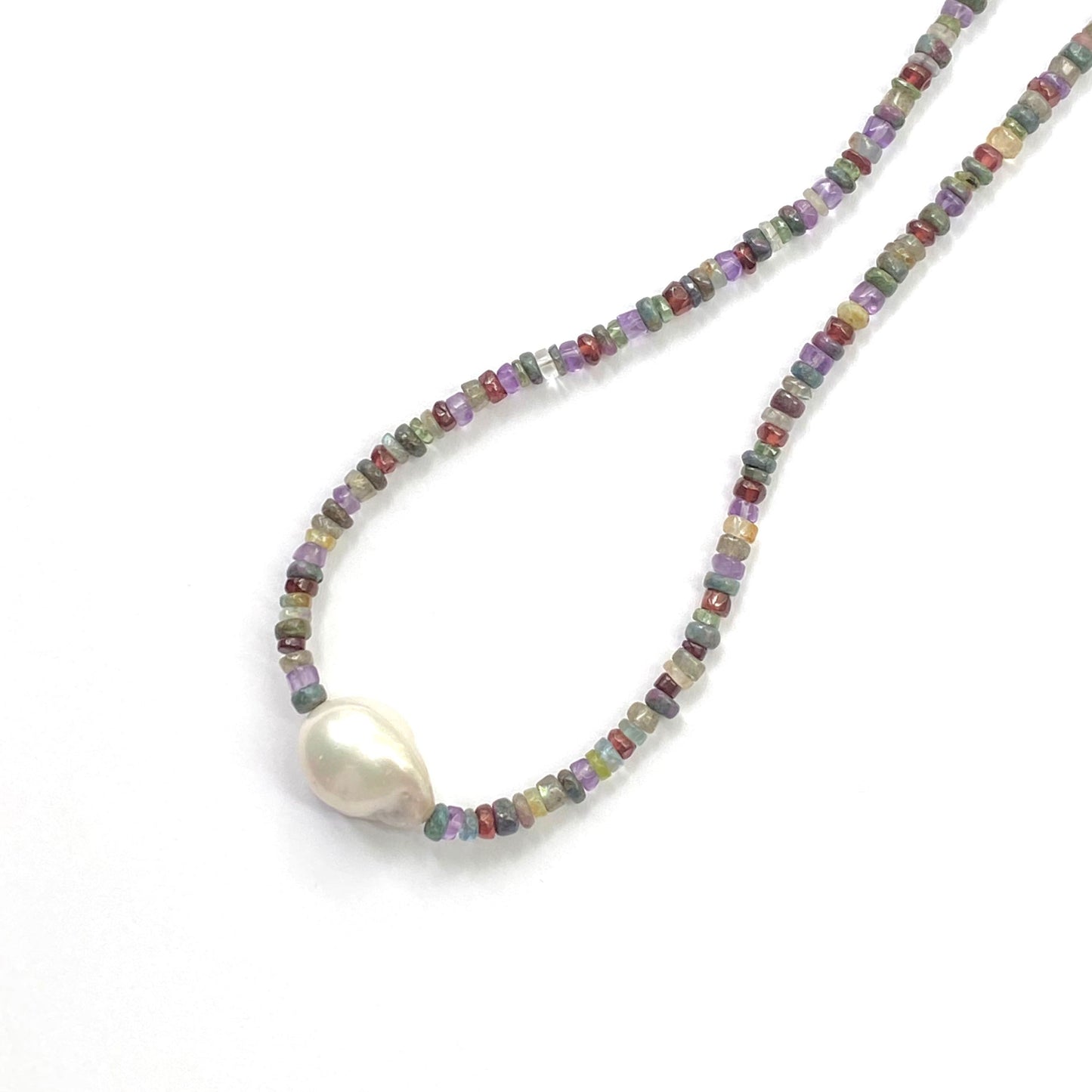 Rainbow Mixed Heishi Beads and Baroque Pearl