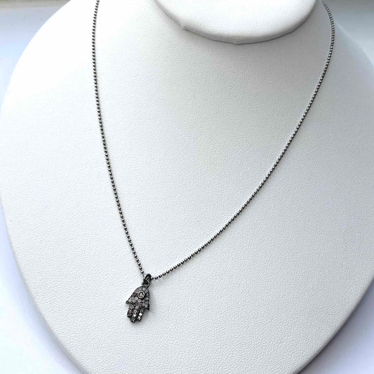 North Shore Sterling Diamond Hamsa