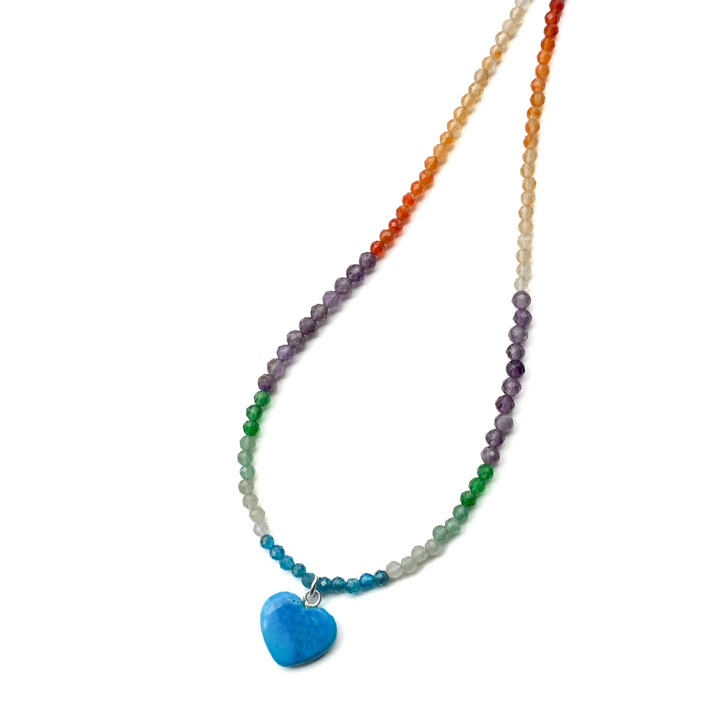 Rainbow Mixed Stones and Turquoise Heart