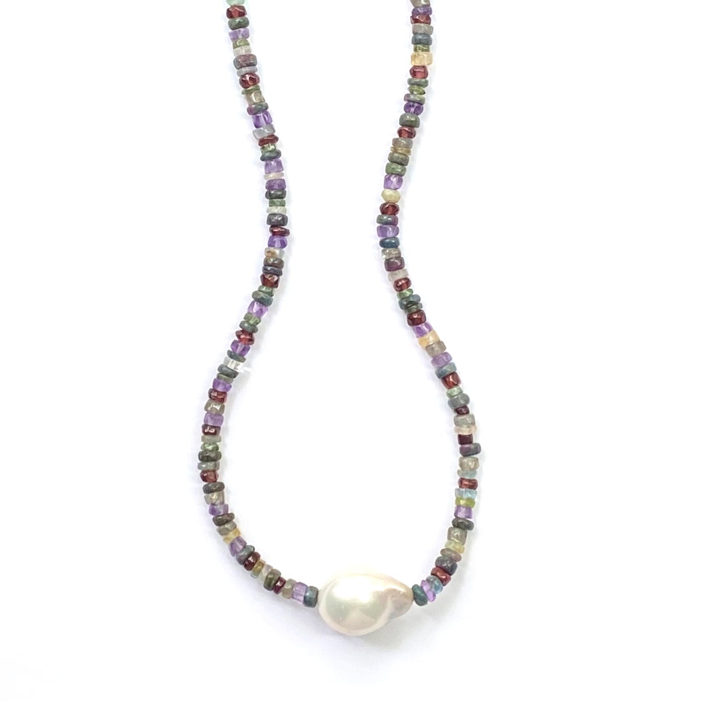Rainbow Mixed Heishi Beads and Baroque Pearl