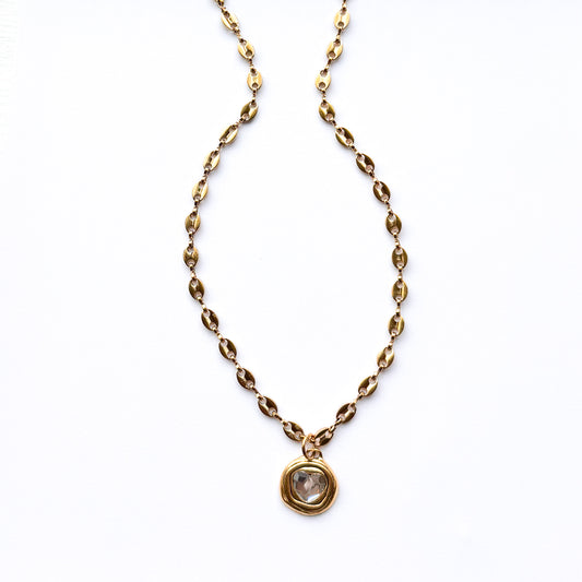 Bean Gold Swarovski Heart Necklace