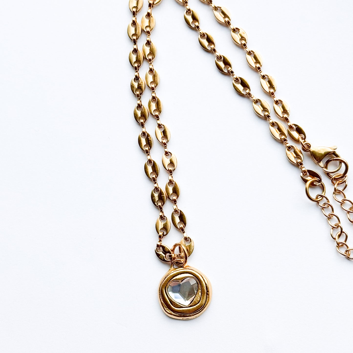 Bean Gold Swarovski Heart Necklace
