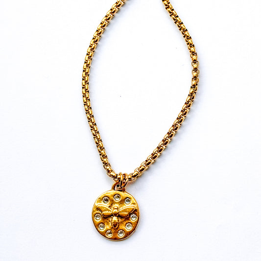 Bucktown Gold Crystal Bee Necklace