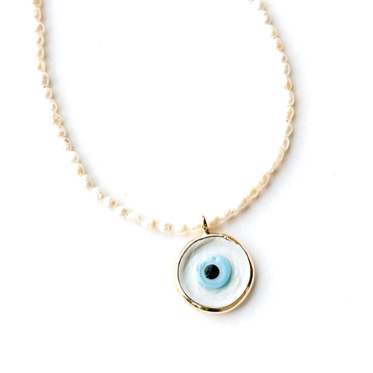 East Village Pearl Eye Coin Necklace