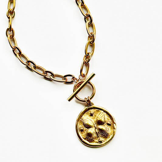 Essie Gold Toggle Butterfly Necklace