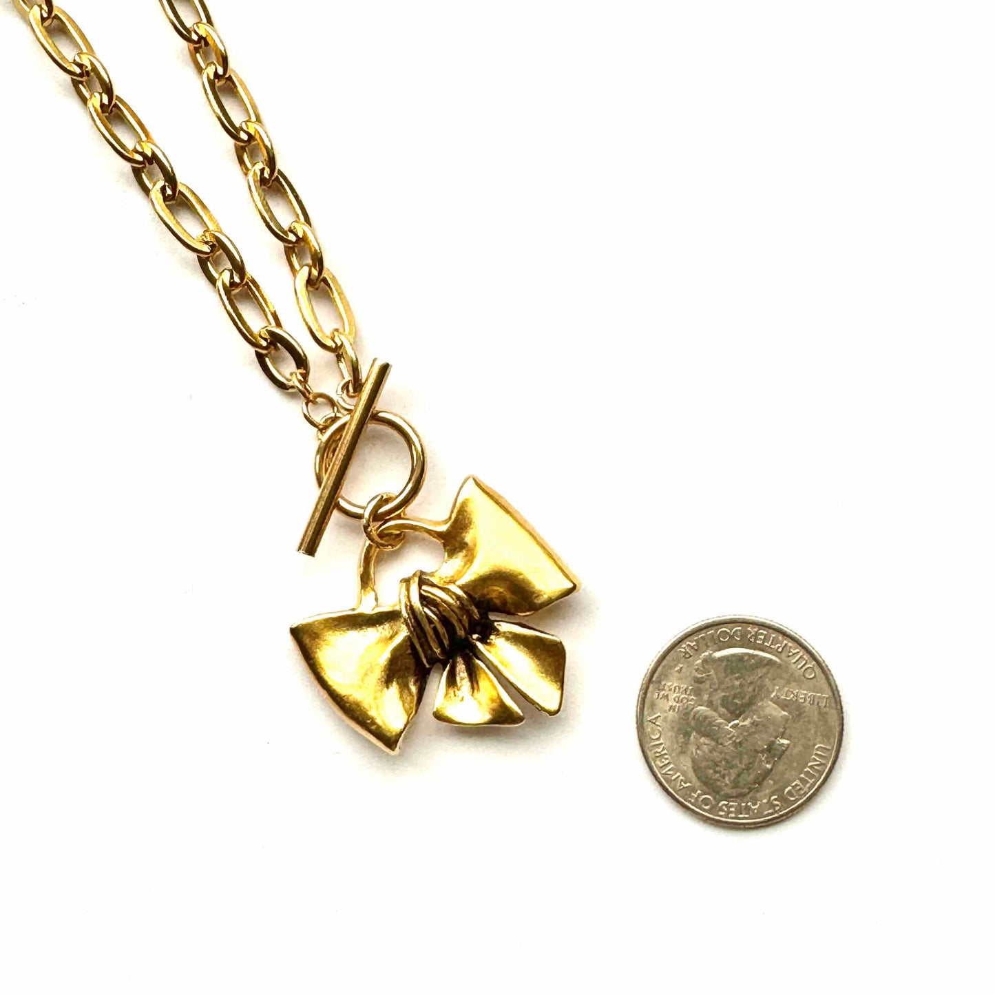 Essie Gold Toggle Bow Necklace