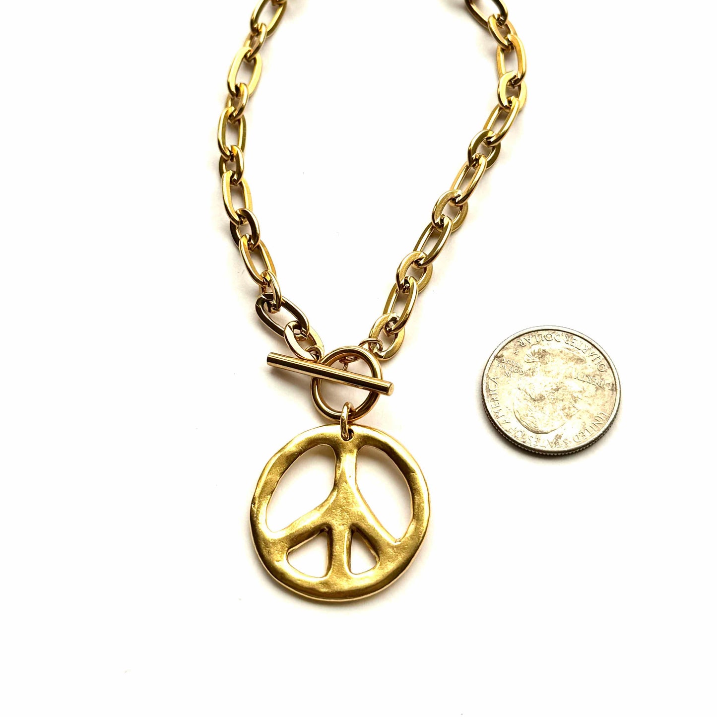 Essie Gold Toggle Peace Necklace