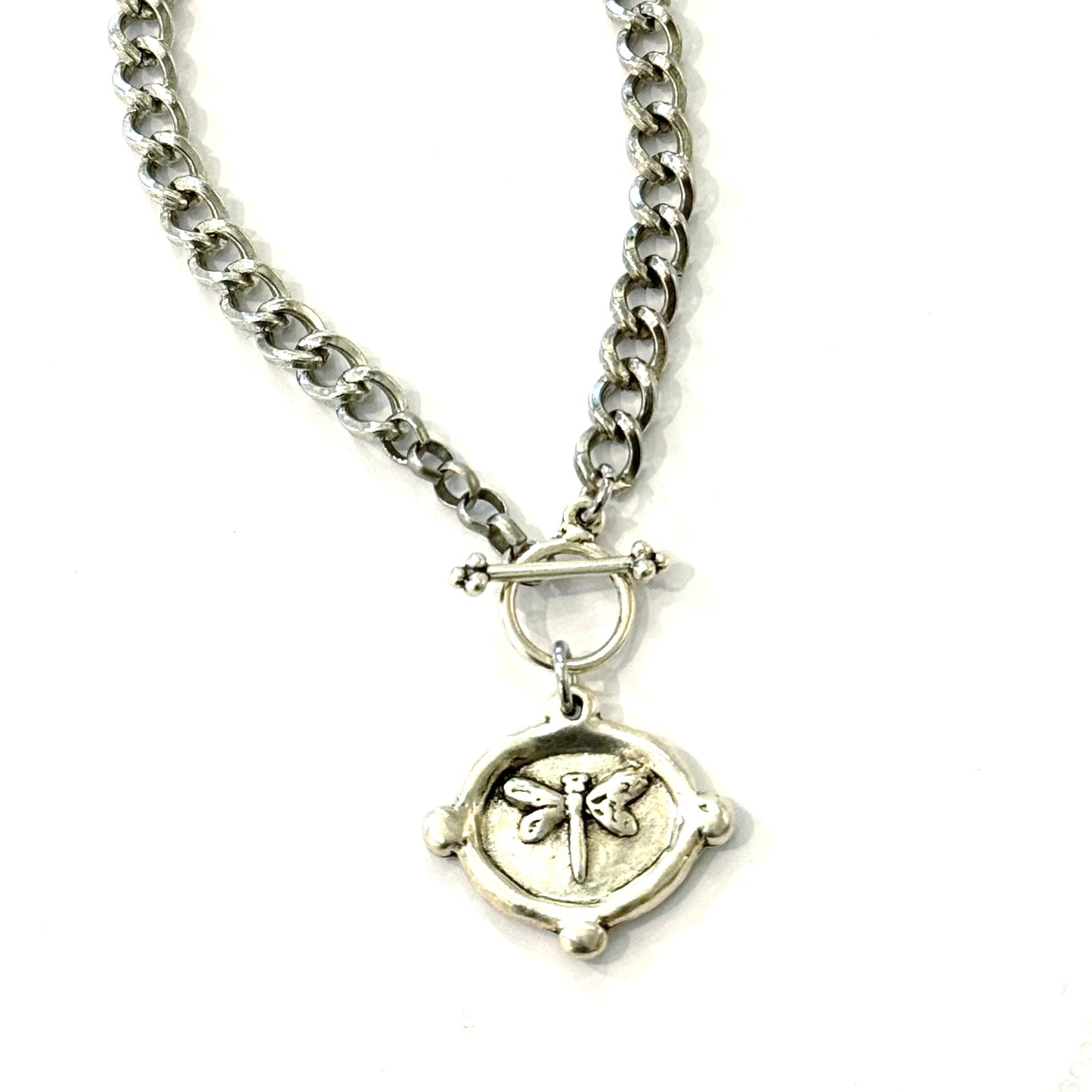 Lakeview Toggle Silver Dragonfly Necklace