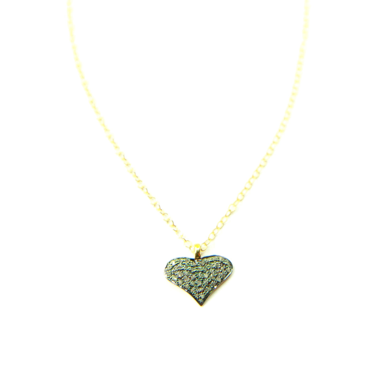 Heart-shaped pendant necklace on a white background