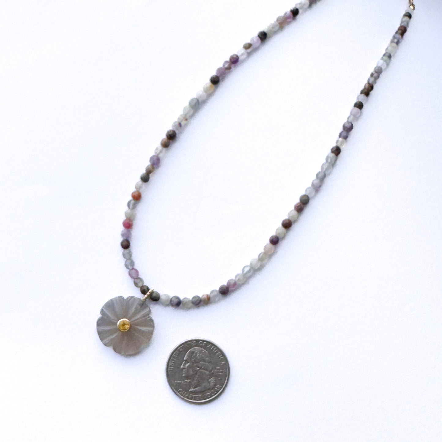 Monroe Grey Wildflower and Mixed Gemstones Necklace