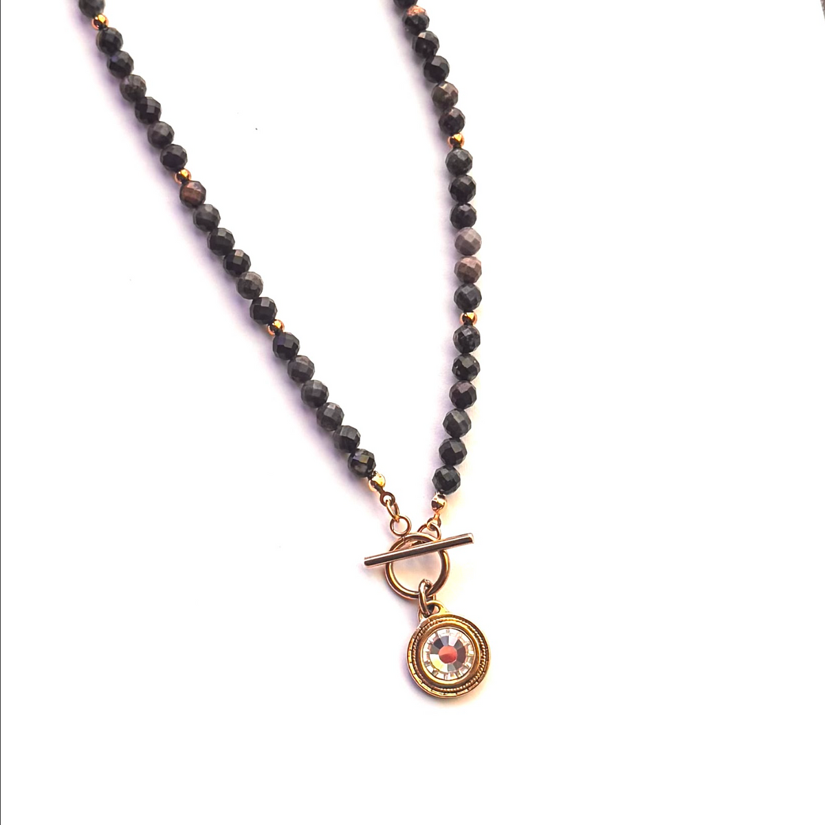 Hyde Park Toggle Crystal Coin Necklace