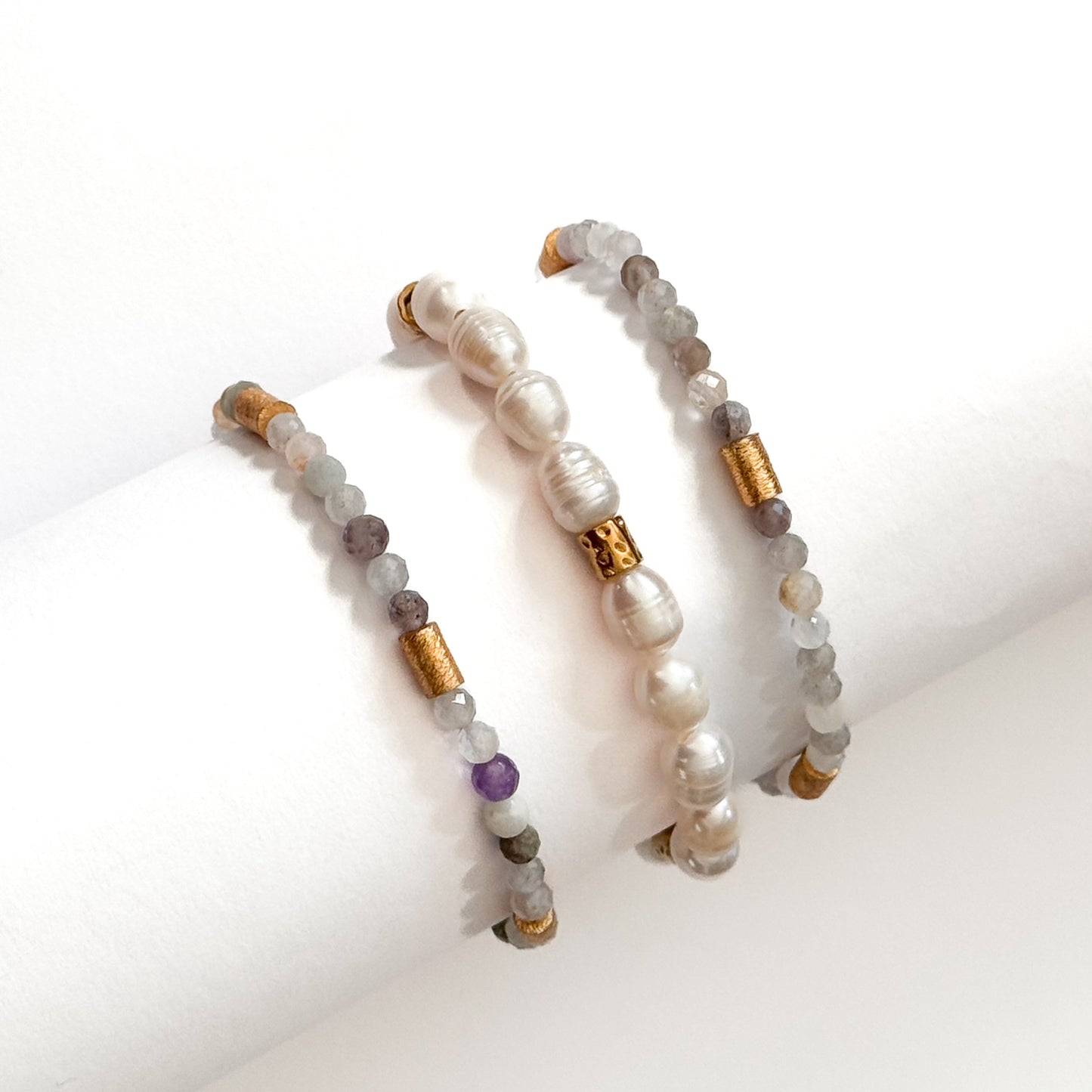 Stretch Bracelet Labradorite Barrels