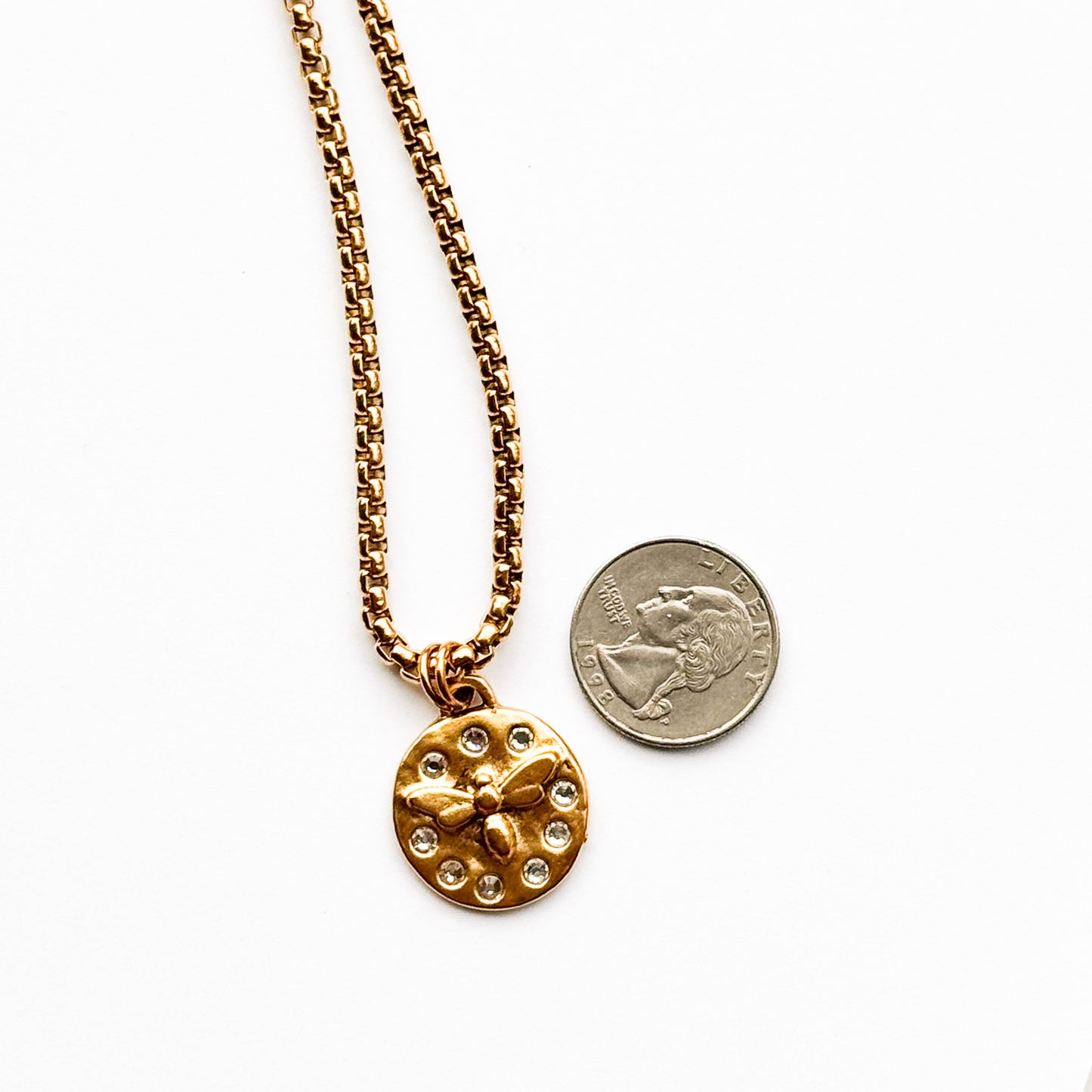 Bucktown Gold Crystal Bee Necklace